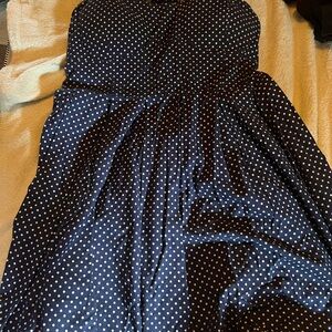Navy halter tie Polka navy Dot Dress